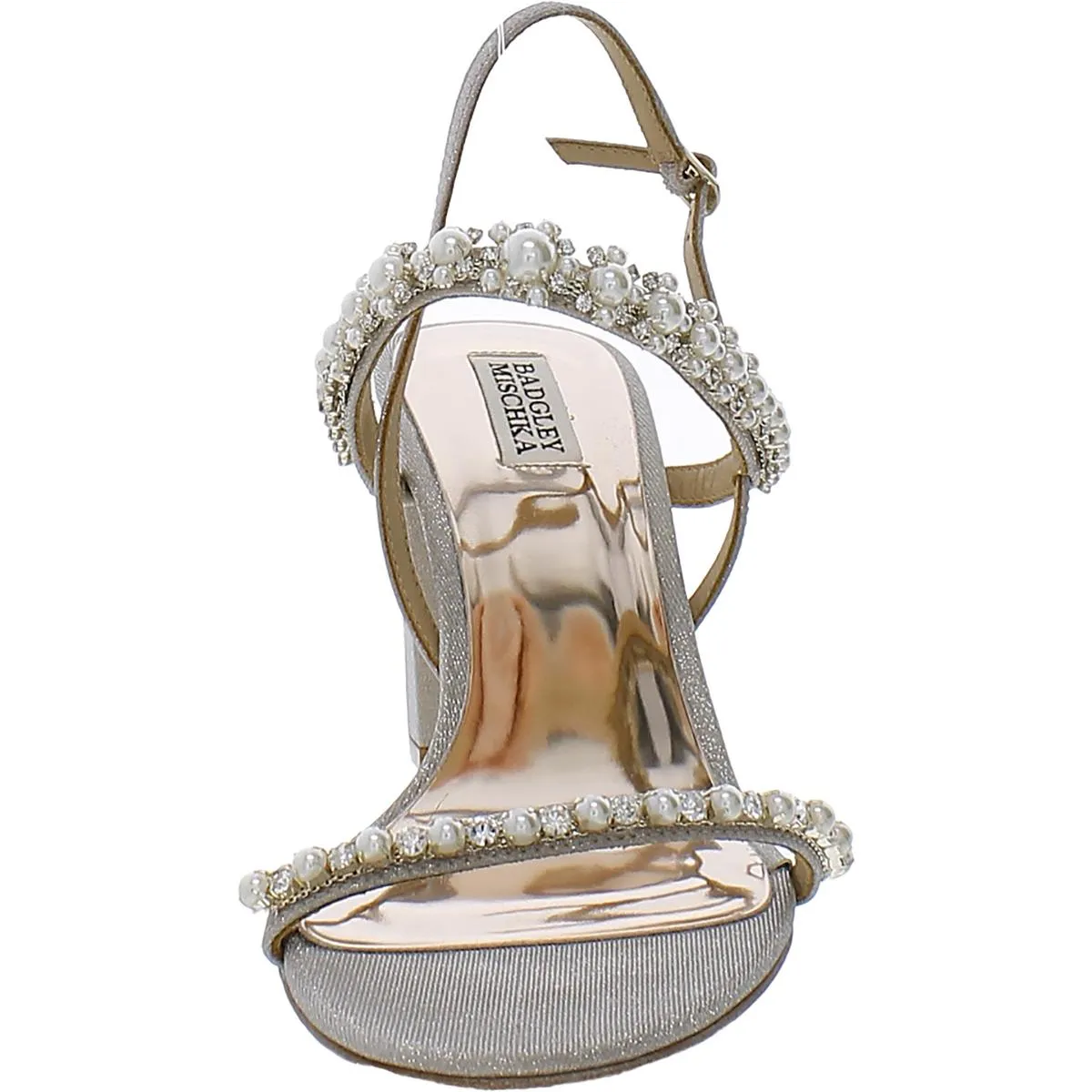 Badgley Mischka Womens Natasha Glitter Embellished Slingback Heels