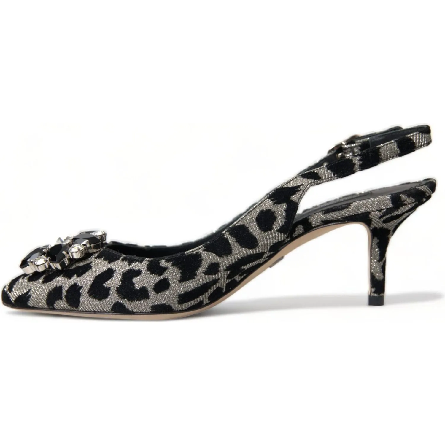 Dolce & Gabbana Crystal Leopard Slingback Heels Pumps
